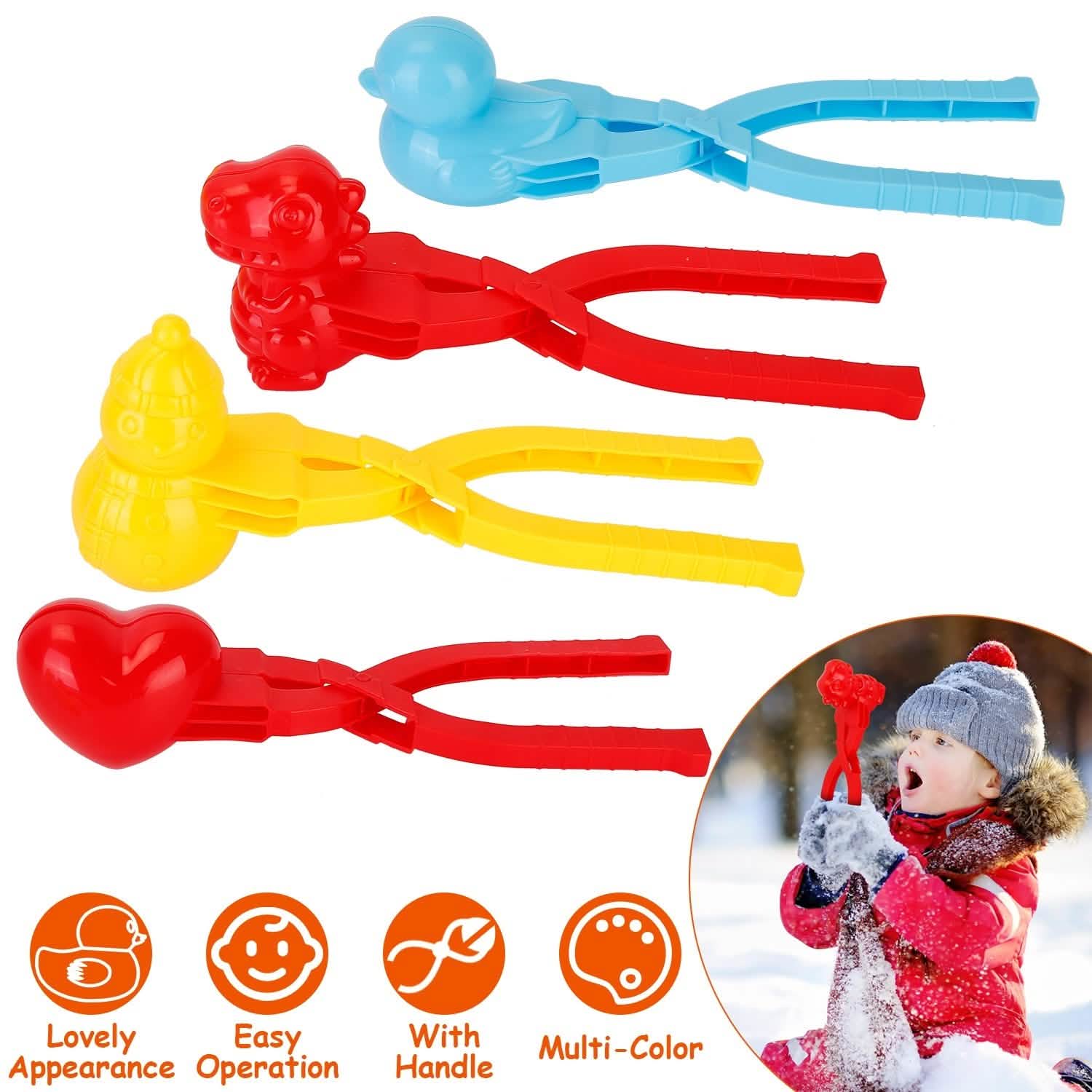 4-Pack: Snowball Makers Set Clip Snow Molds Toys & Games - DailySale