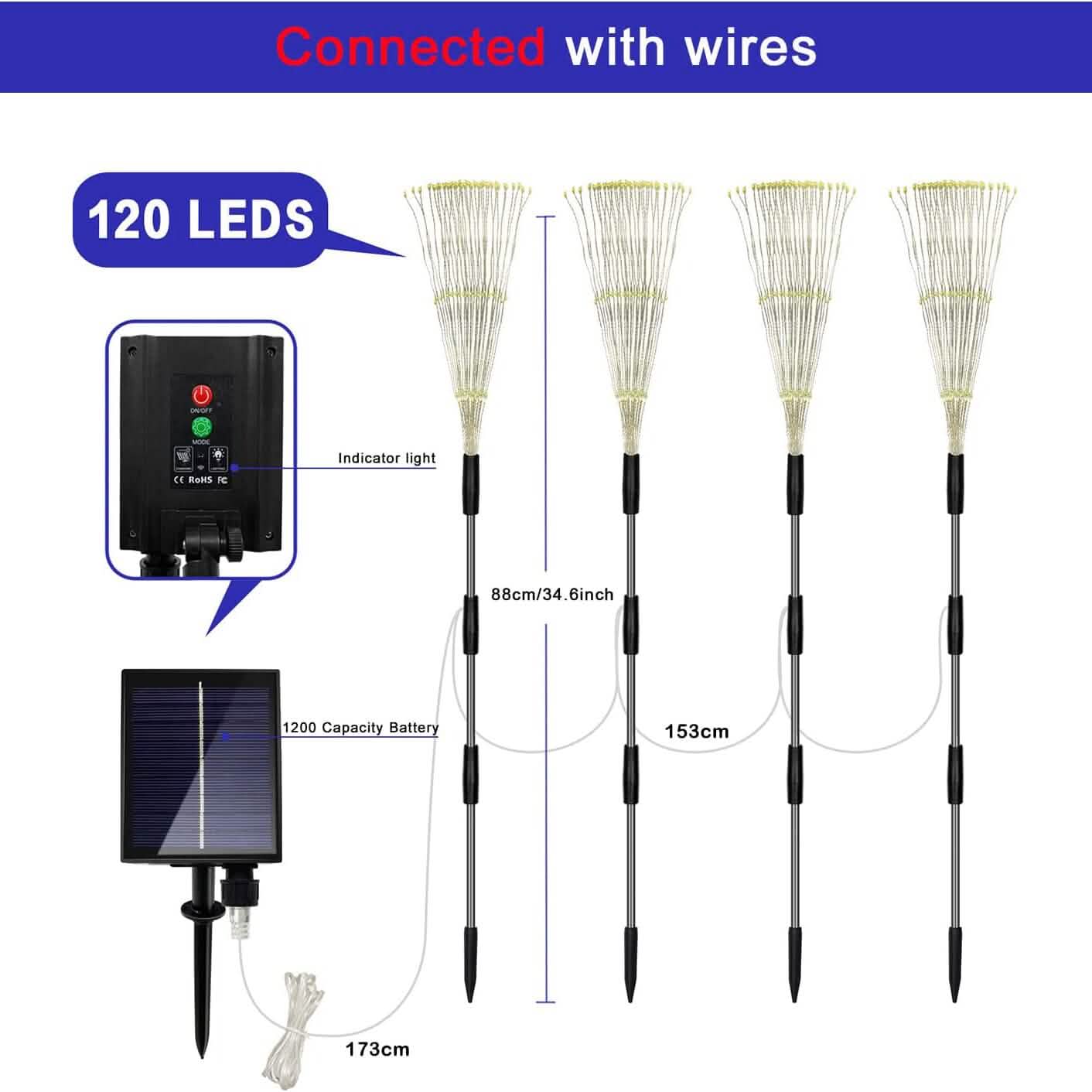 4-Pack: Solar Lights Outdoor, Warm White Garden Lights Outdoor Lighting - DailySale