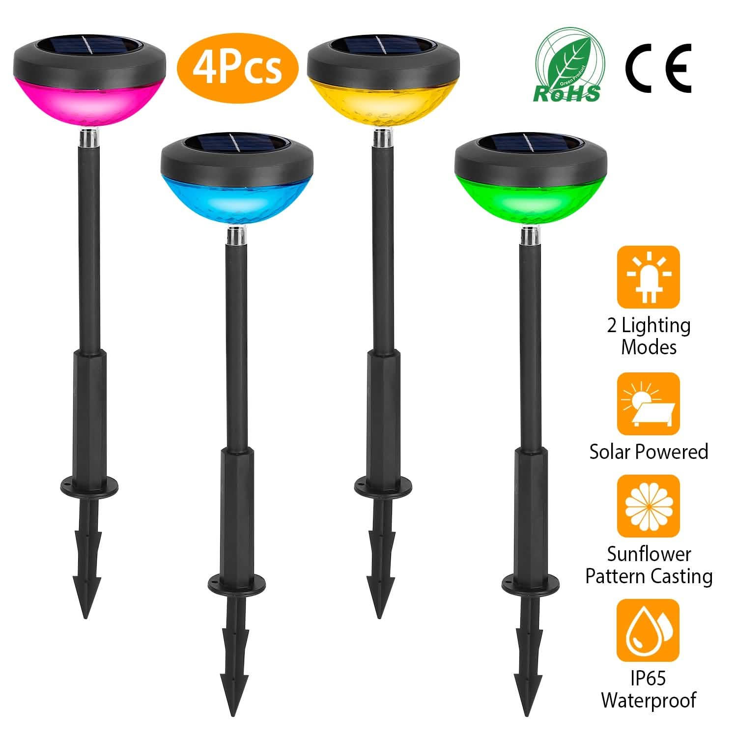 4-Pack: Solar Pathway Color Changing Garden Light Garden & Patio - DailySale
