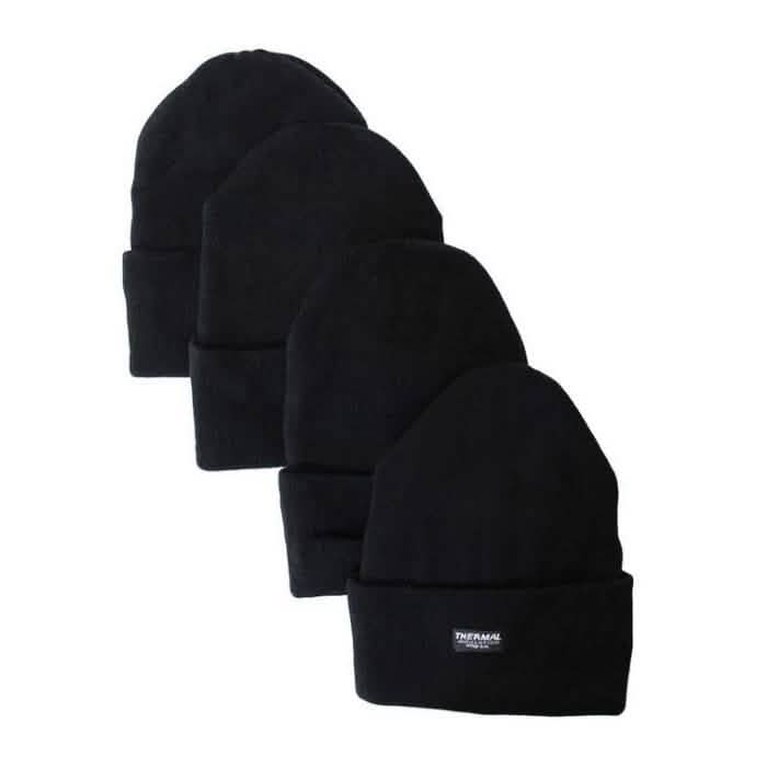 4-Pack: Unisex Sherpa-Lined Winter Beanie Hat Women's Accessories Black - DailySale