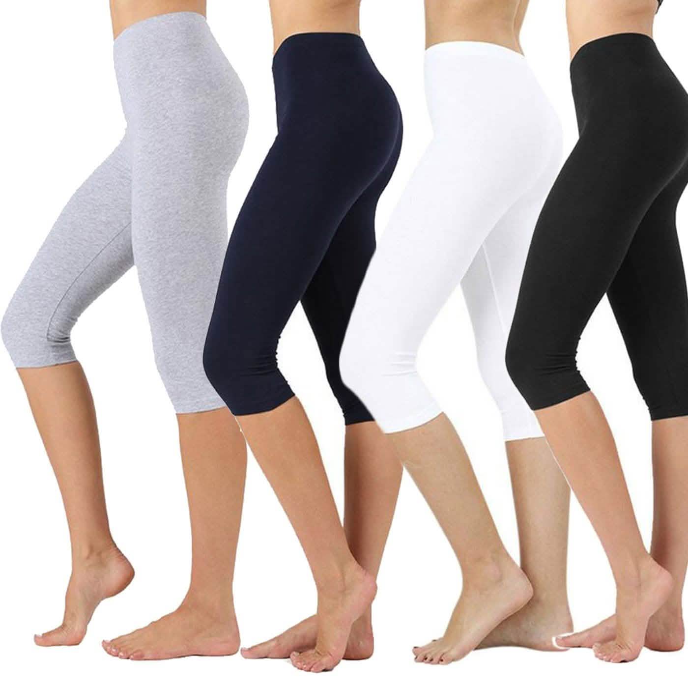4-Pack: Women's Everyday Capri Leggings Women's Apparel S/M - DailySale