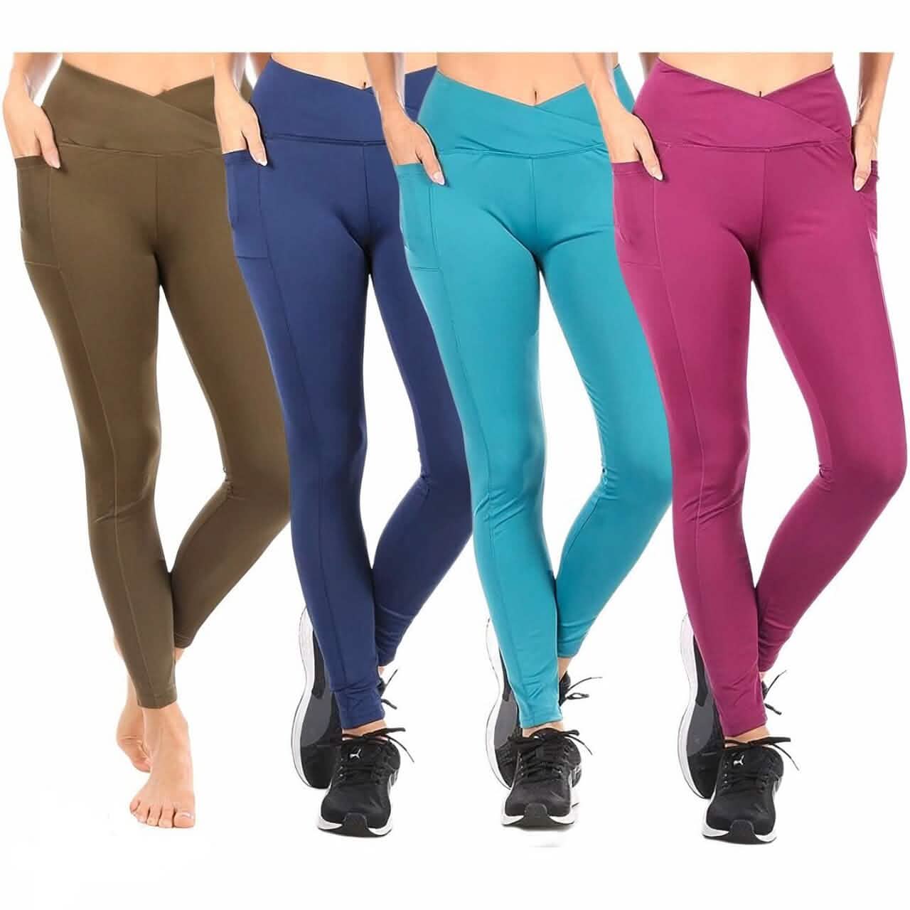4-Pack: Women's High-Waist Active Leggings with Pockets Women's Bottoms - DailySale