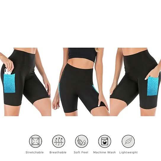 4-Pack: Women's High Waisted Biker Shorts with Pockets Women's Bottoms - DailySale