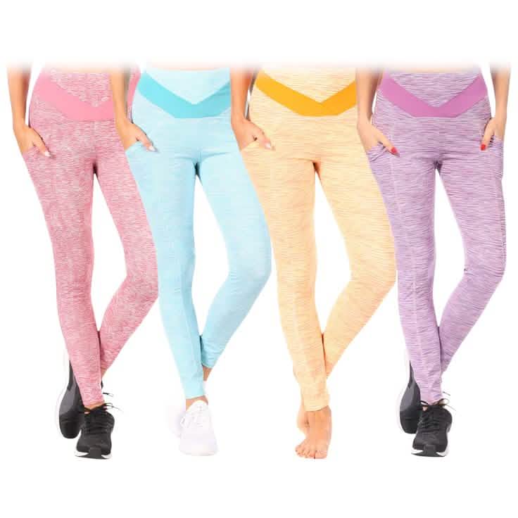4-Pack: Women's Tummy Control Active Leggings with Pockets Women's Bottoms - DailySale