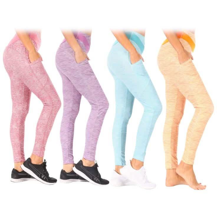 4-Pack: Women's Tummy Control Active Leggings with Pockets Women's Bottoms - DailySale