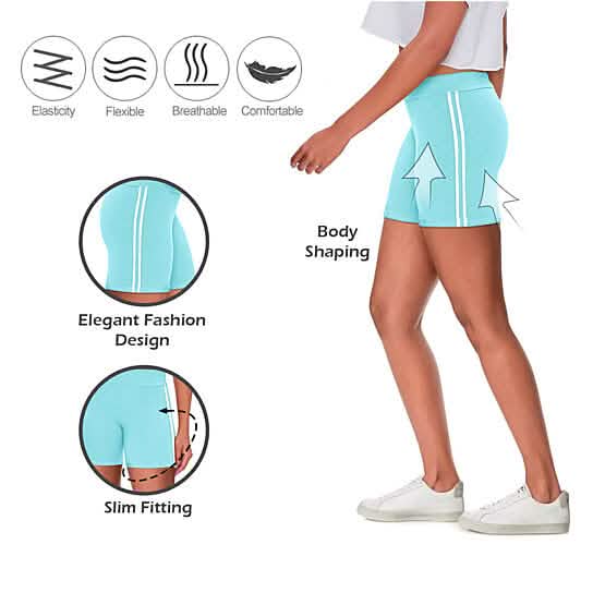 4-Pack: Women's Ultra-Soft Stretchy Athletic Workout Yoga Shorts with Stripes Women's Bottoms - DailySale