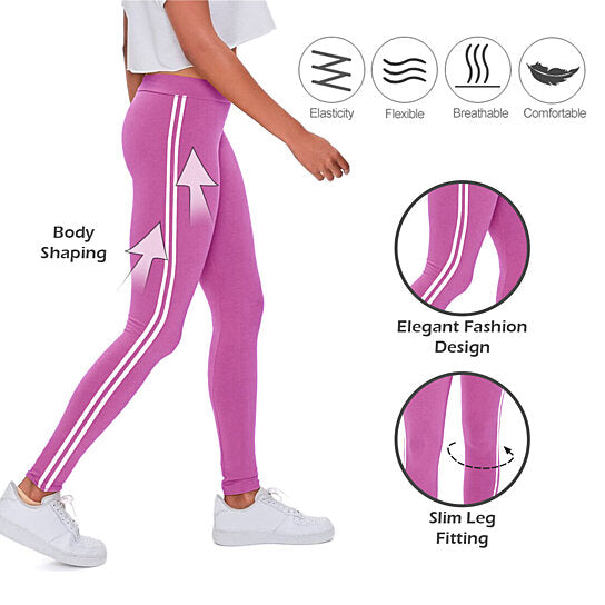 4-Pack: Women's Ultra-Soft Striped Yoga Leggings Women's Bottoms - DailySale