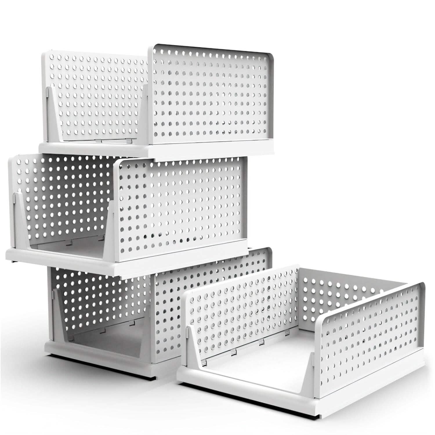 4-Packs: Plastic Storage Box Closet Organizer Foldable Storage with Slide Rail Push-Pull Closet & Storage - DailySale