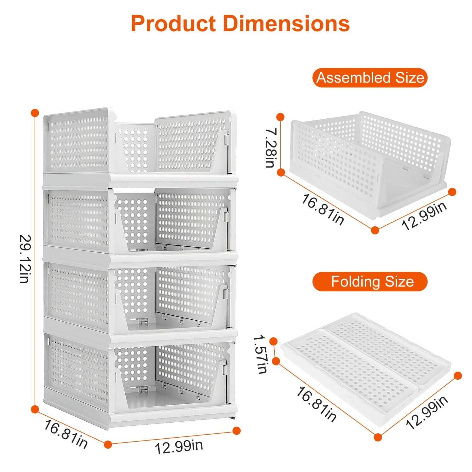 4-Packs: Plastic Storage Box Closet Organizer Foldable Storage with Slide Rail Push-Pull Closet & Storage - DailySale