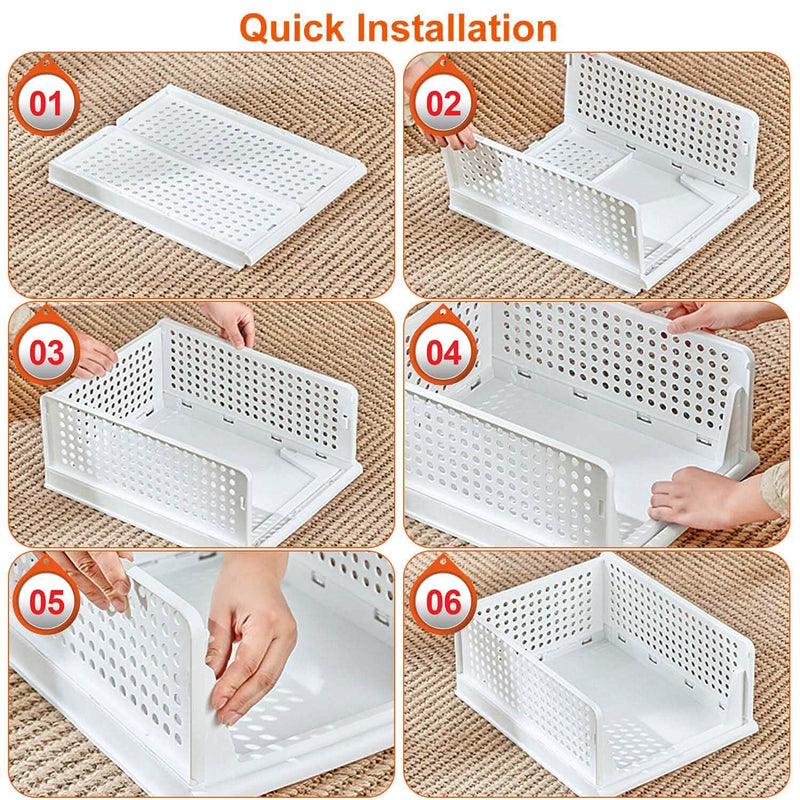 4-Packs: Plastic Storage Box Closet Organizer Foldable Storage with Slide Rail Push-Pull Closet & Storage - DailySale