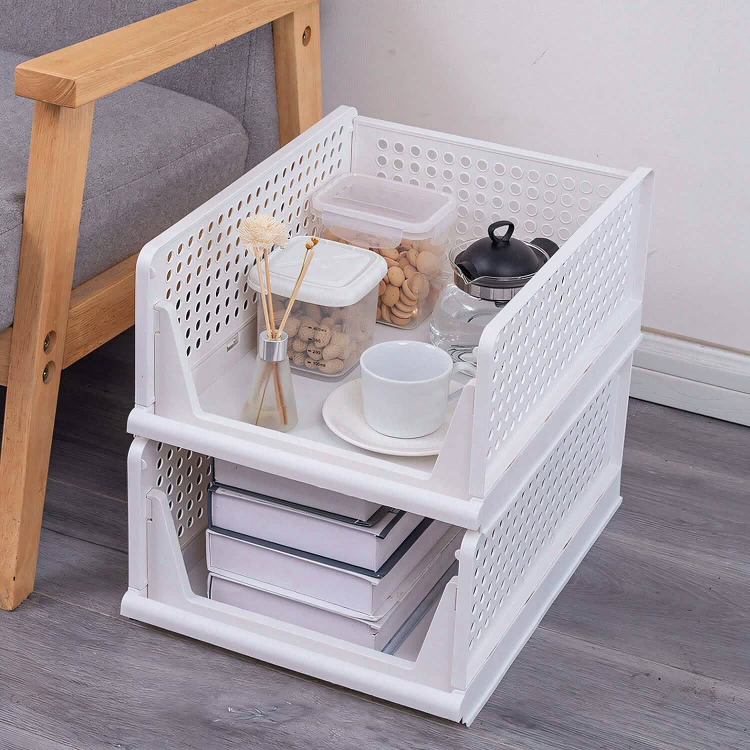 4-Packs: Plastic Storage Box Closet Organizer Foldable Storage with Slide Rail Push-Pull Closet & Storage - DailySale