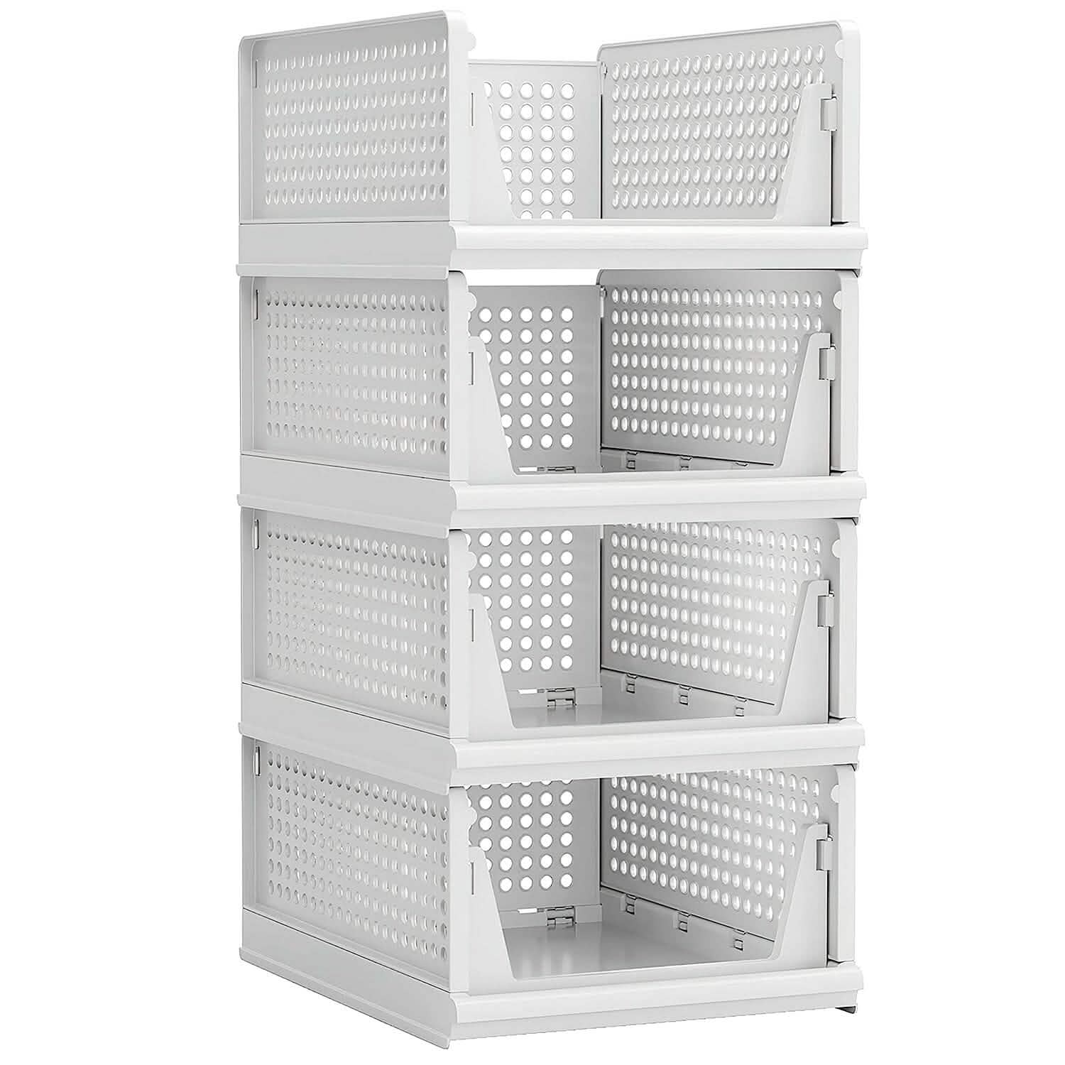 4-Packs: Plastic Storage Box Closet Organizer Foldable Storage with Slide Rail Push-Pull Closet & Storage - DailySale
