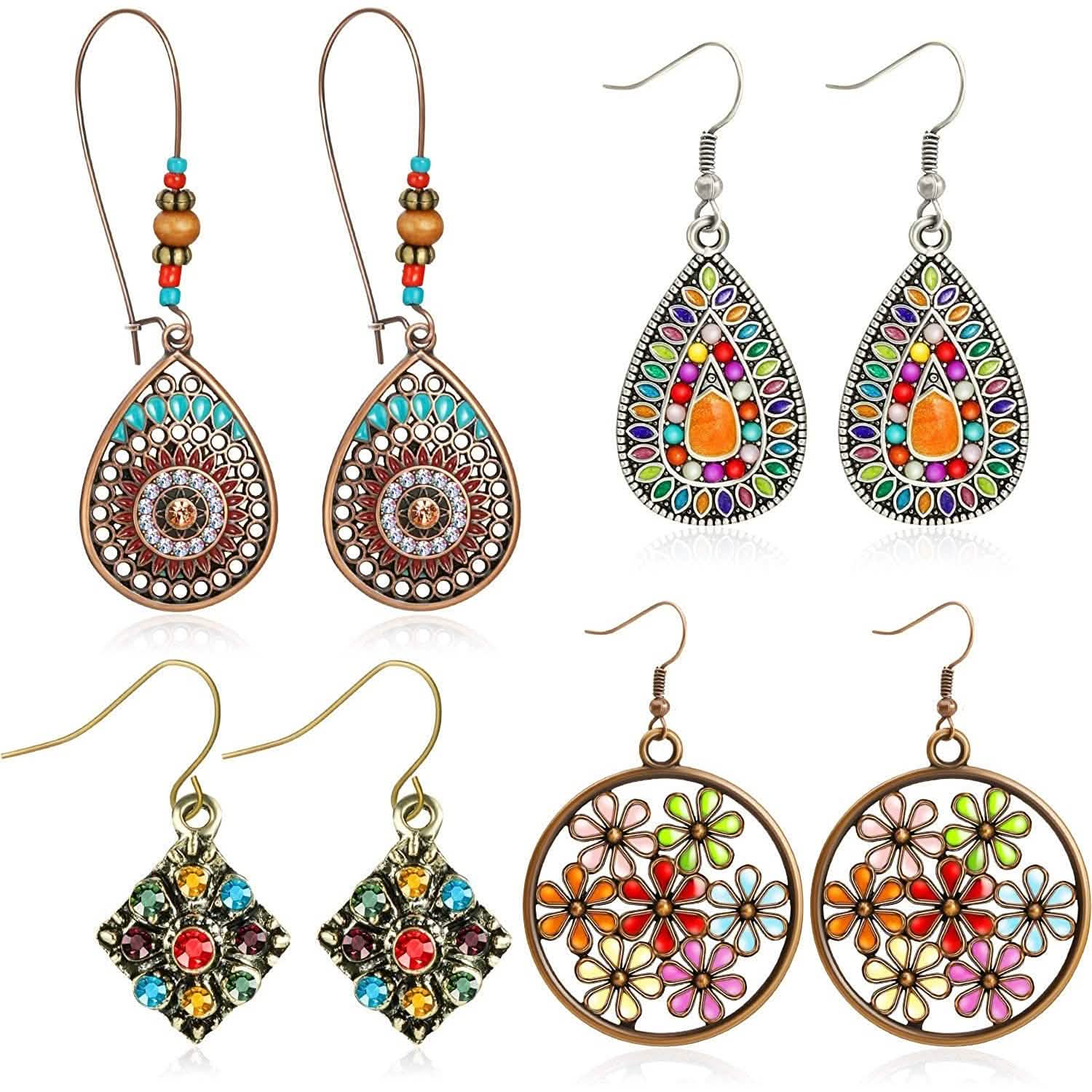 4-Pair: Bohemian Vintage Dangle Earrings Earrings - DailySale