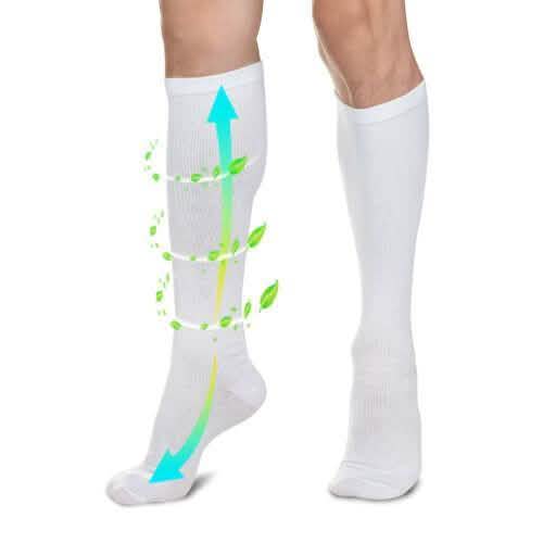 4-Pairs: White L/XL Compression Socks Running Sports Graduated Travel Sports & Outdoors - DailySale