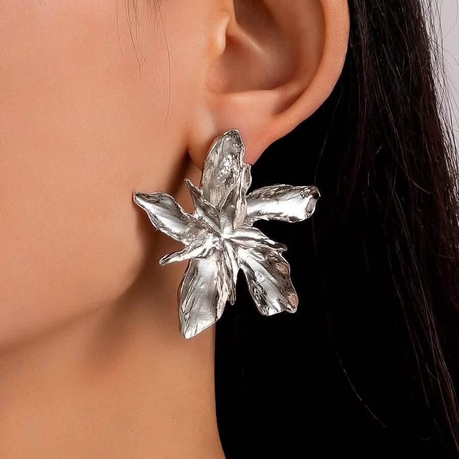 4-Pairs: Women's Textured Metal Flower Design Stud Earrings Earrings - DailySale