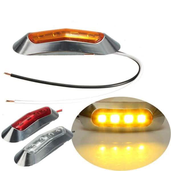 4-Piece: 12V-24V 4 LED Side Marker Indicator Lights Automotive - DailySale