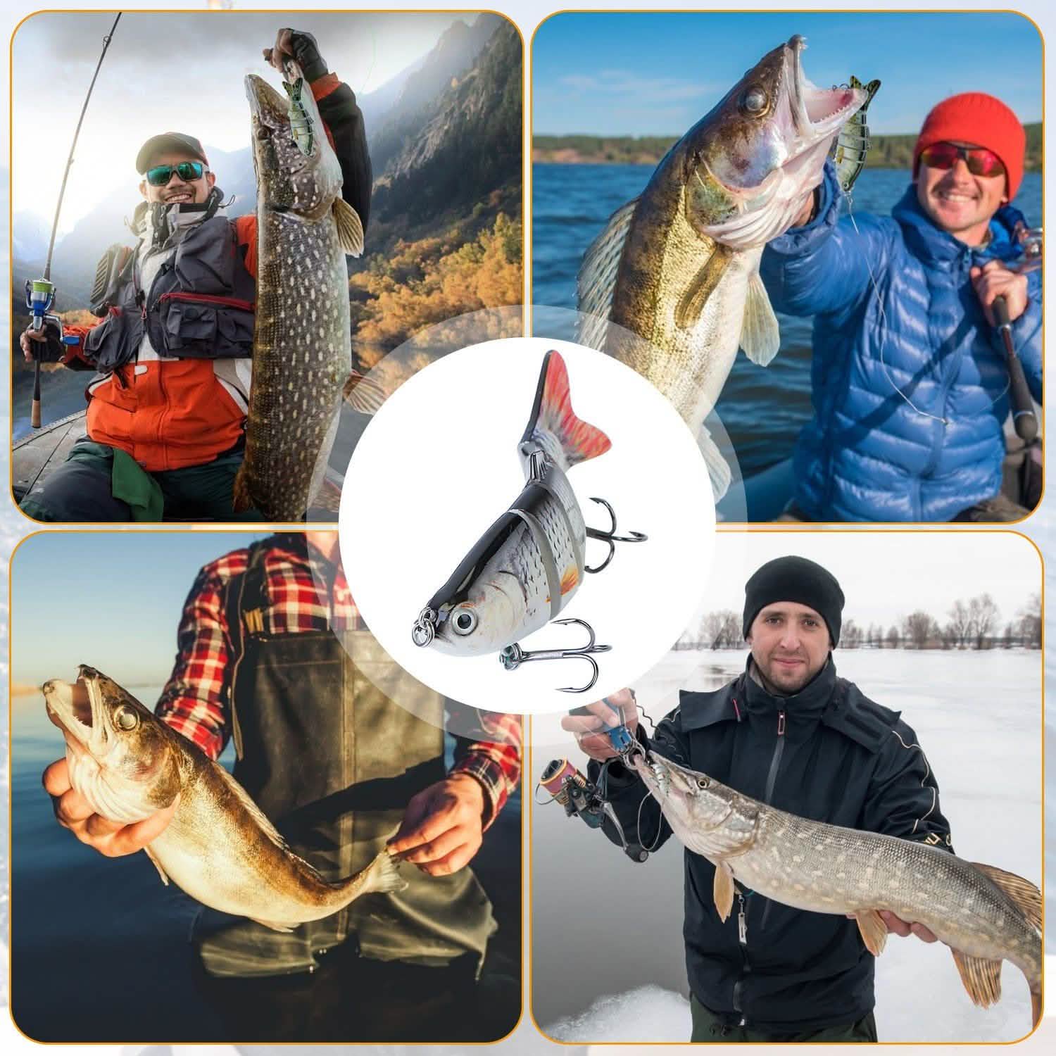 4-Piece: 6 Segment Multi Jointed Lifelike Fish Lures Sports & Outdoors - DailySale