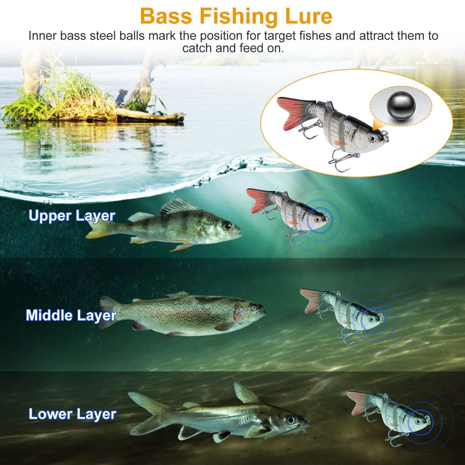 4-Piece: 6 Segment Multi Jointed Lifelike Fish Lures Sports & Outdoors - DailySale