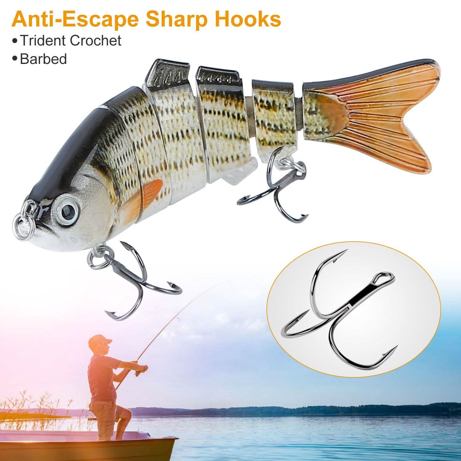 4-Piece: 6 Segment Multi Jointed Lifelike Fish Lures Sports & Outdoors - DailySale