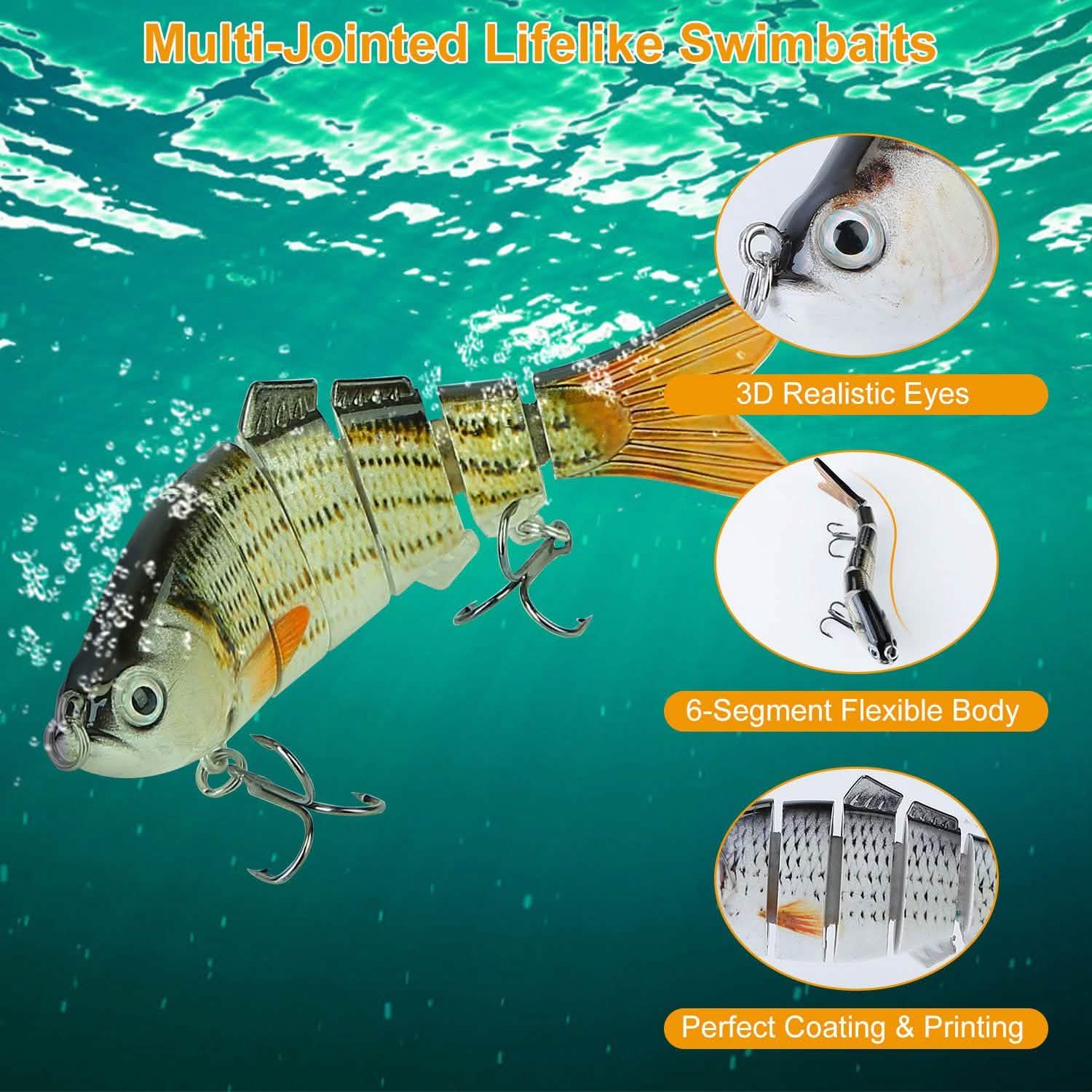 4-Piece: 6 Segment Multi Jointed Lifelike Fish Lures Sports & Outdoors - DailySale