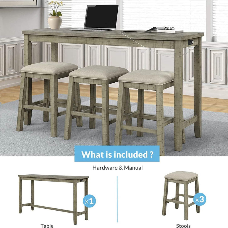 4-Piece: Counter Height Bar Table Set Furniture & Decor - DailySale