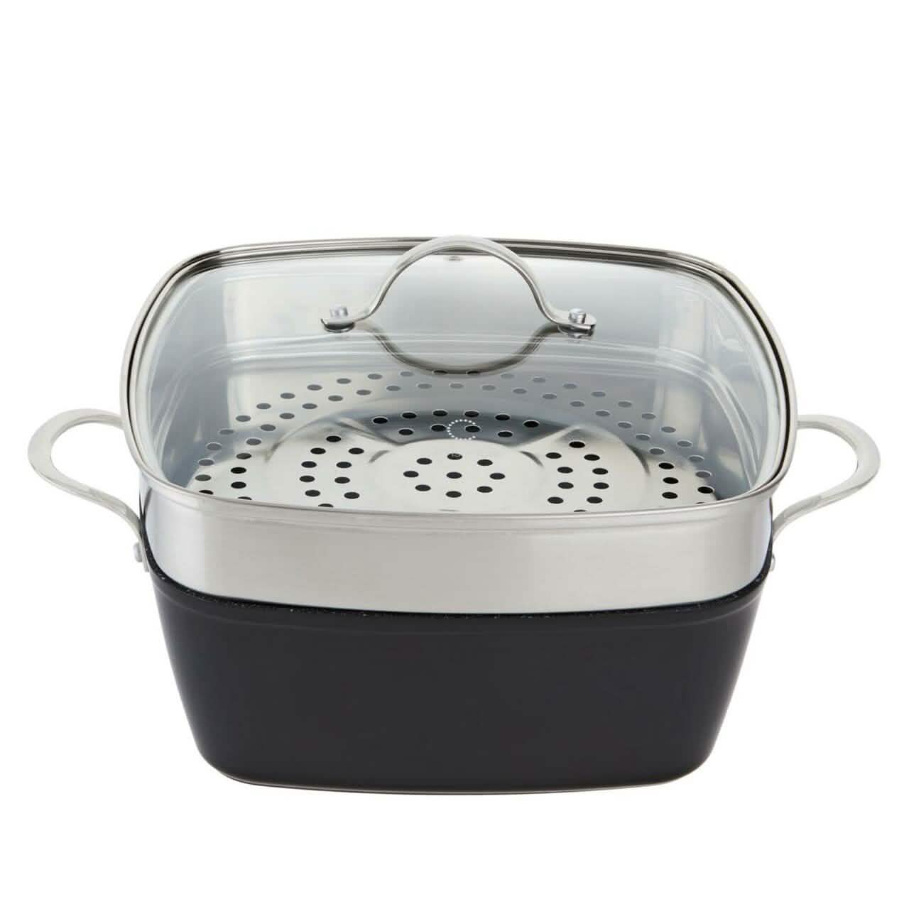 4-Piece Curtis Stone Dura-Pan Chef Square Saute Set (Refurbished) show in black