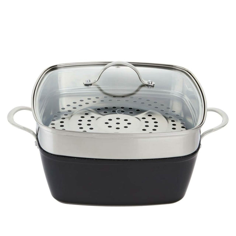4-Piece Curtis Stone Dura-Pan Chef Square Saute Set (Refurbished) show in black