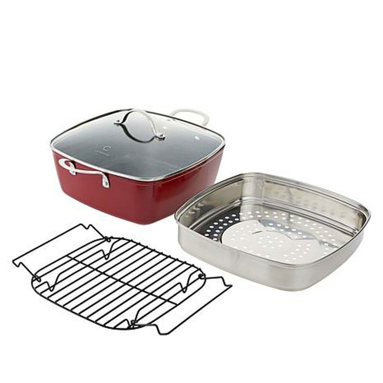 4-Piece: Curtis Stone Dura-Pan Chef's Square Saute Set Kitchen & Dining - DailySale