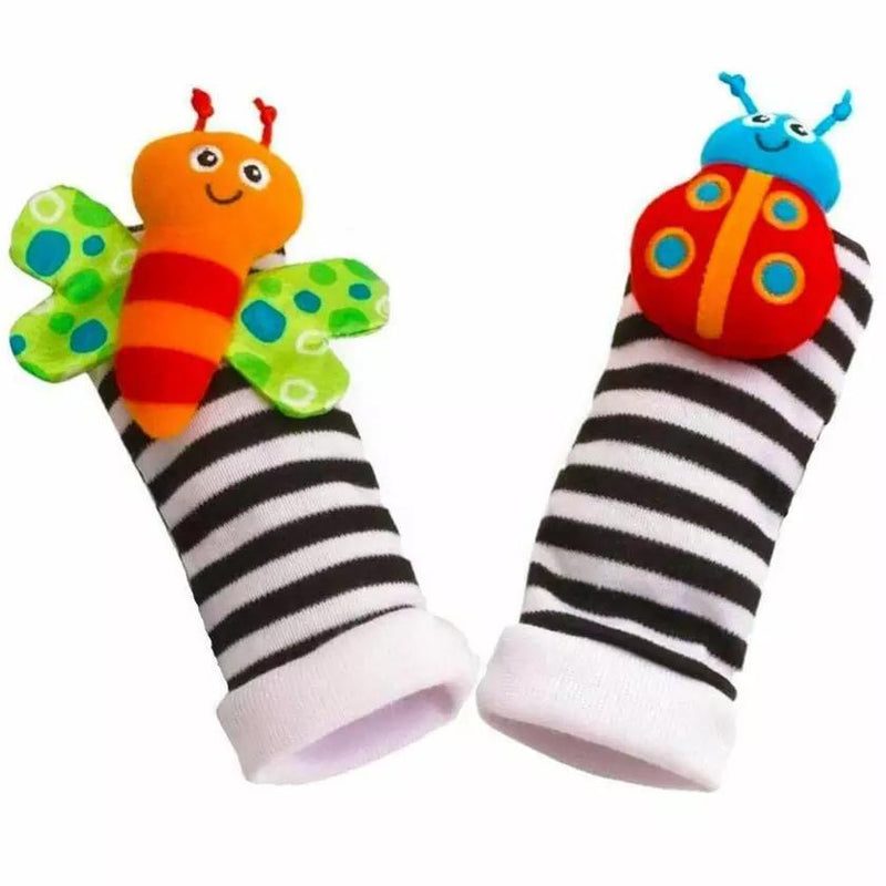 4-Piece: Cute Animal Soft Baby Socks Toys Wrist Rattles Set Baby - DailySale