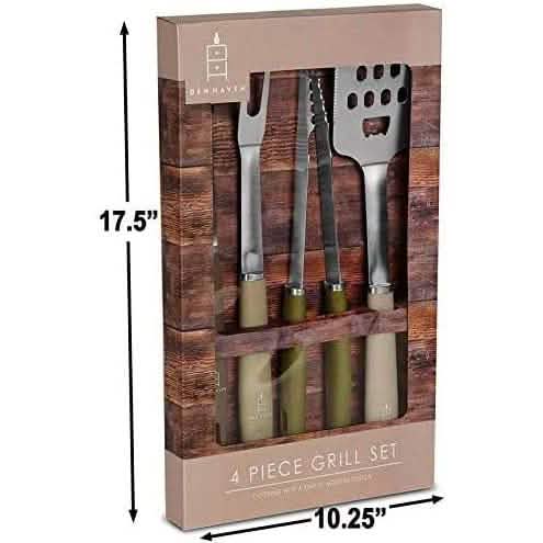 4-Piece: Den Haven Stainless Steel BBQ Accessory Grill Tool Set Kitchen & Dining - DailySale