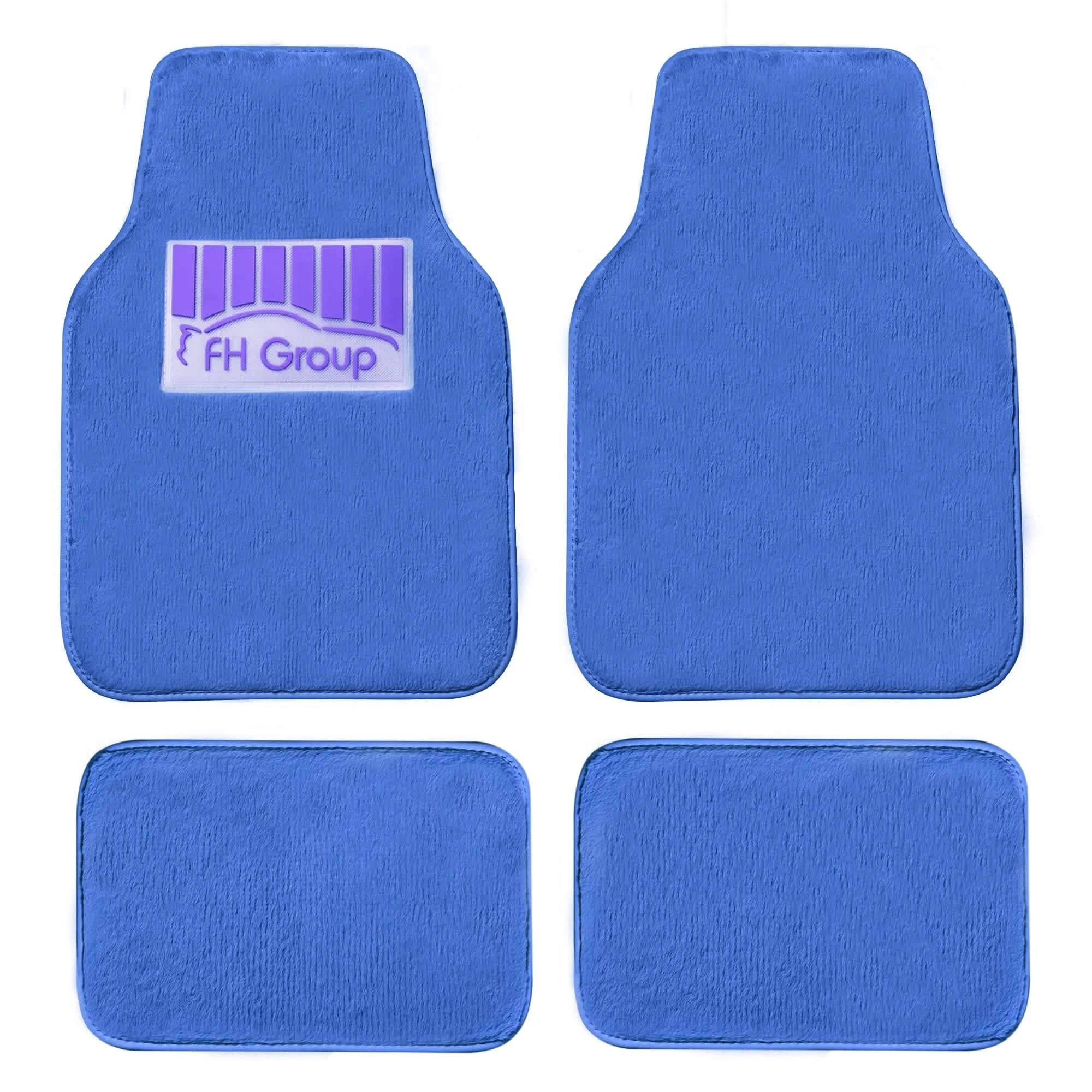 4-Piece: Doe16 Faux Rabbit Fur Non-Slip Floor Mat Set Automotive Blue - DailySale