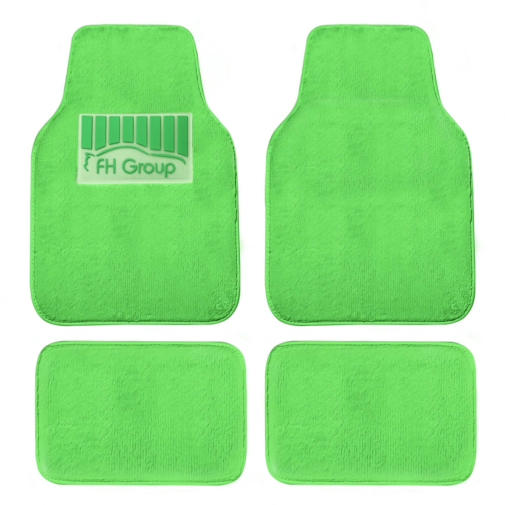 4-Piece: Doe16 Faux Rabbit Fur Non-Slip Floor Mat Set Automotive Green - DailySale