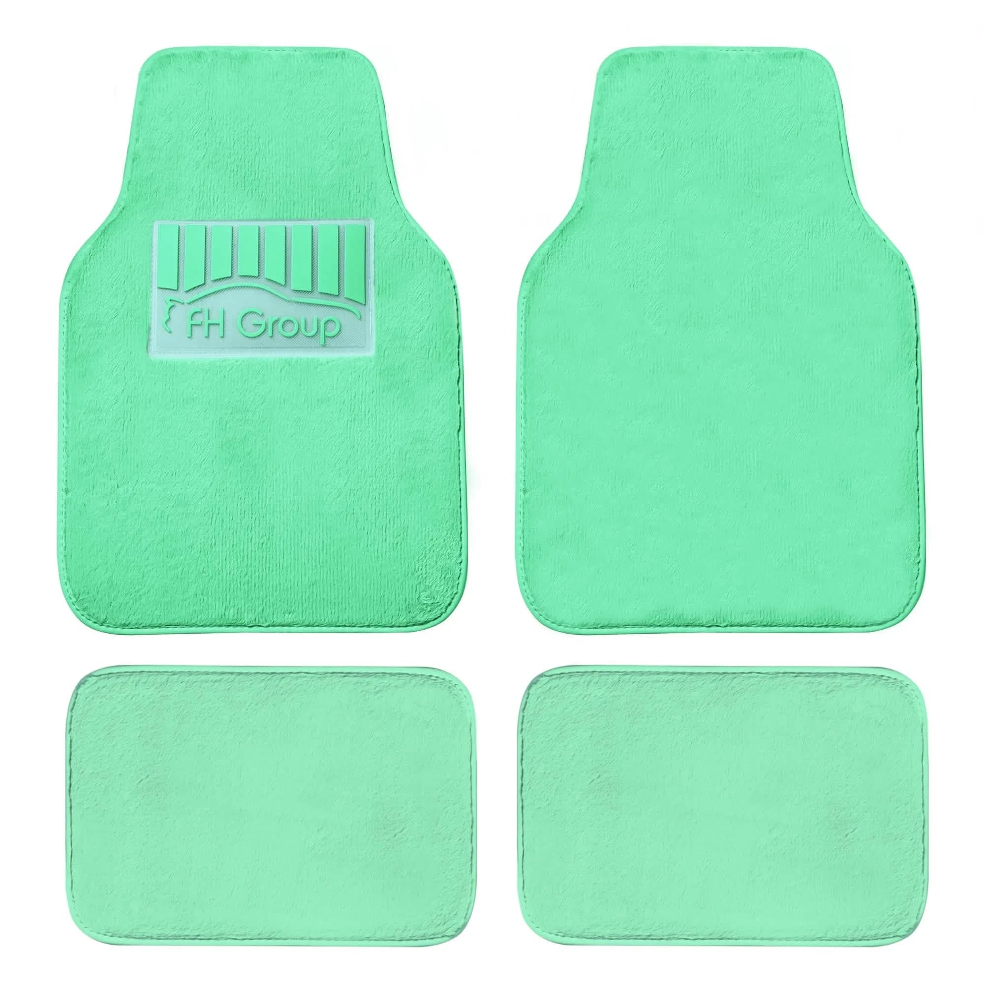 4-Piece: Doe16 Faux Rabbit Fur Non-Slip Floor Mat Set Automotive Mint - DailySale