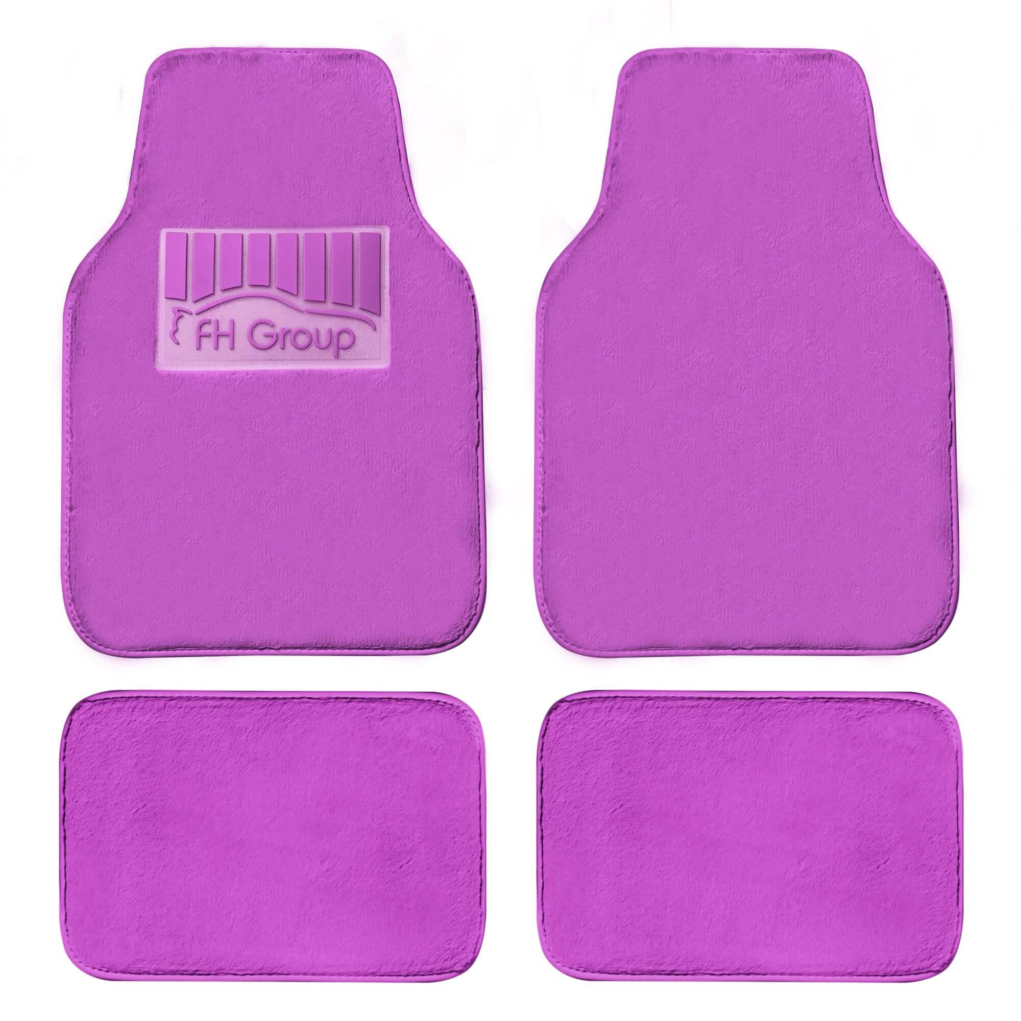 4-Piece: Doe16 Faux Rabbit Fur Non-Slip Floor Mat Set Automotive Purple - DailySale