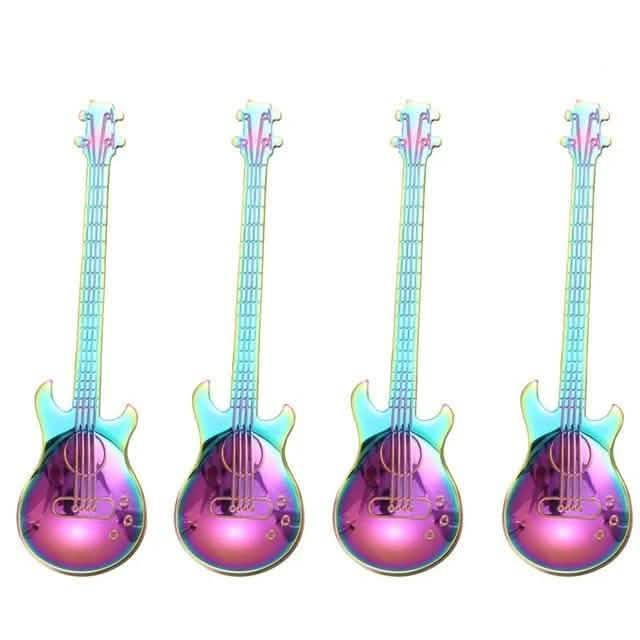 4-Piece: Guitar-Shaped Spoon Set Kitchen & Dining Colorful - DailySale