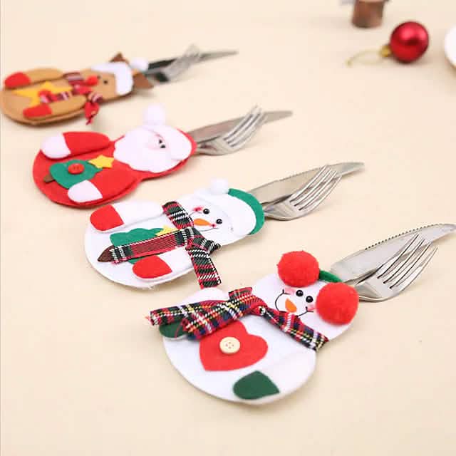 4-Piece: Holiday Tableware Sets Christmas Knife And Fork Bags Holiday Decor & Apparel - DailySale