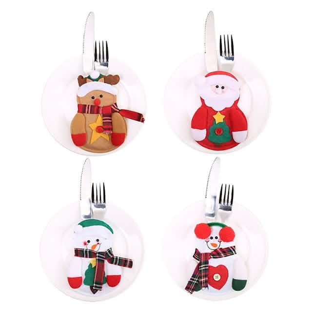 4-Piece: Holiday Tableware Sets Christmas Knife And Fork Bags Holiday Decor & Apparel - DailySale