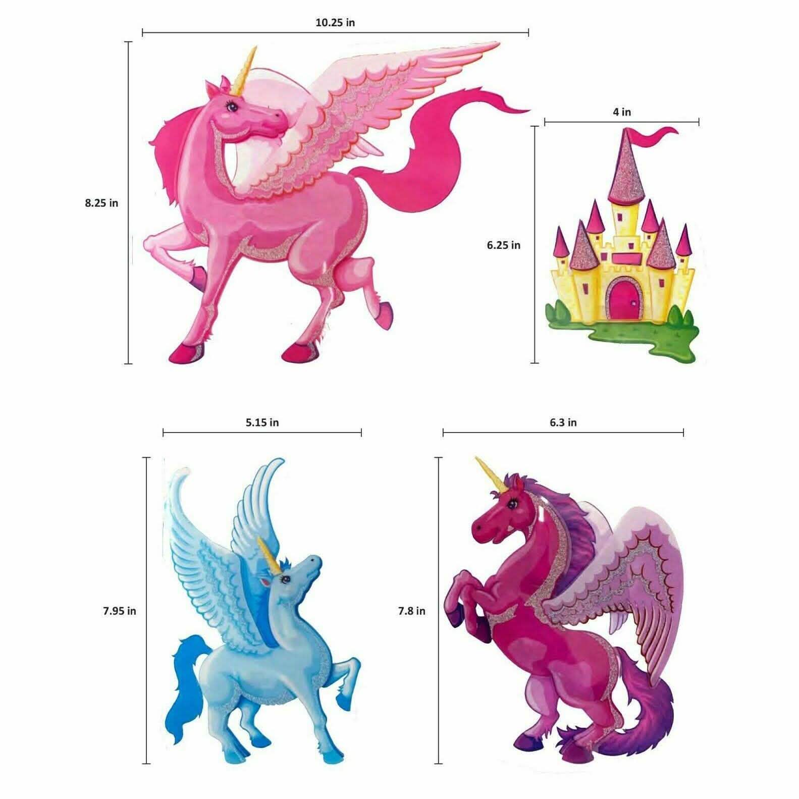 4-Piece: Malkin - Large Unicorn 3D Wall Decal Stickers Set Lighting & Decor - DailySale