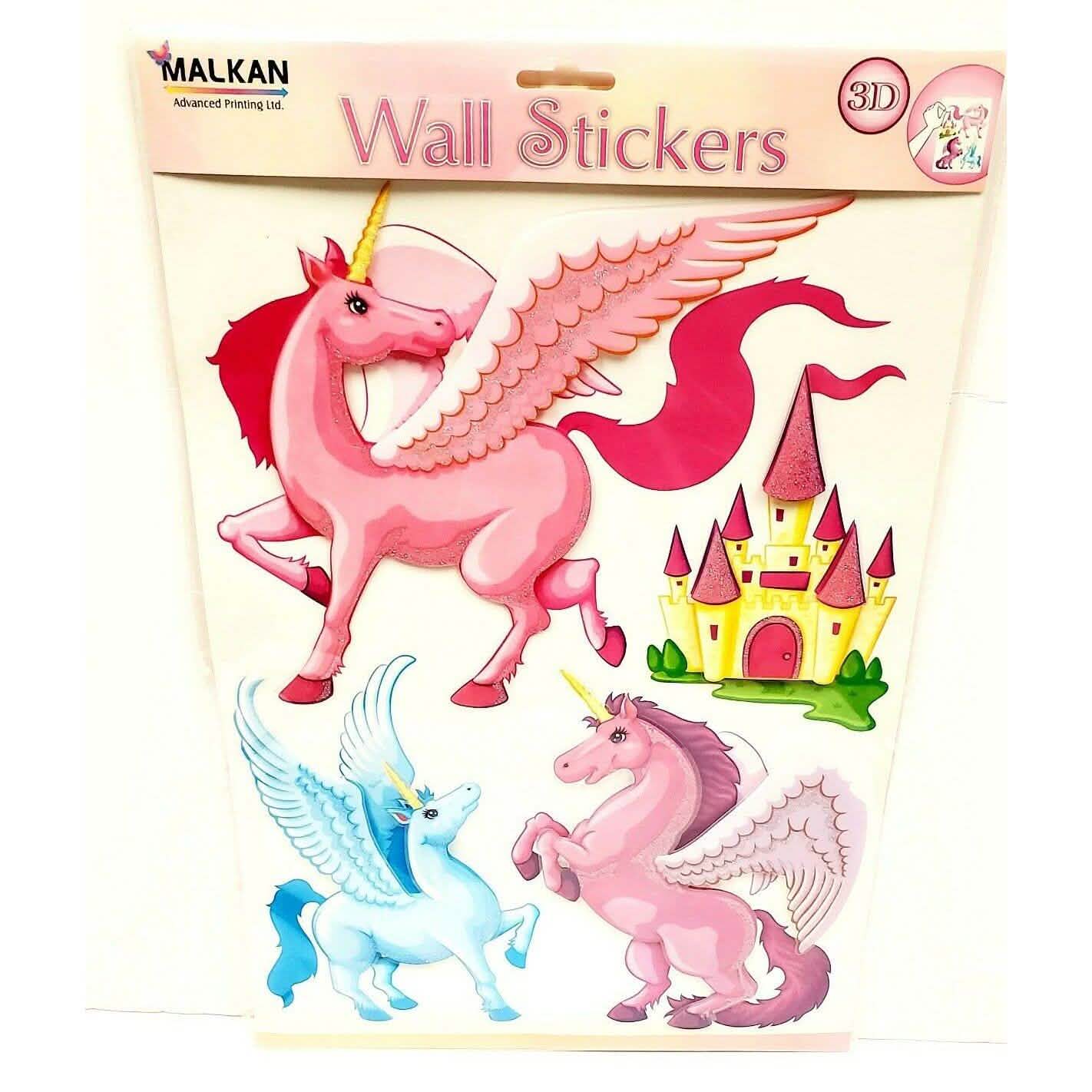 4-Piece: Malkin - Large Unicorn 3D Wall Decal Stickers Set Lighting & Decor - DailySale