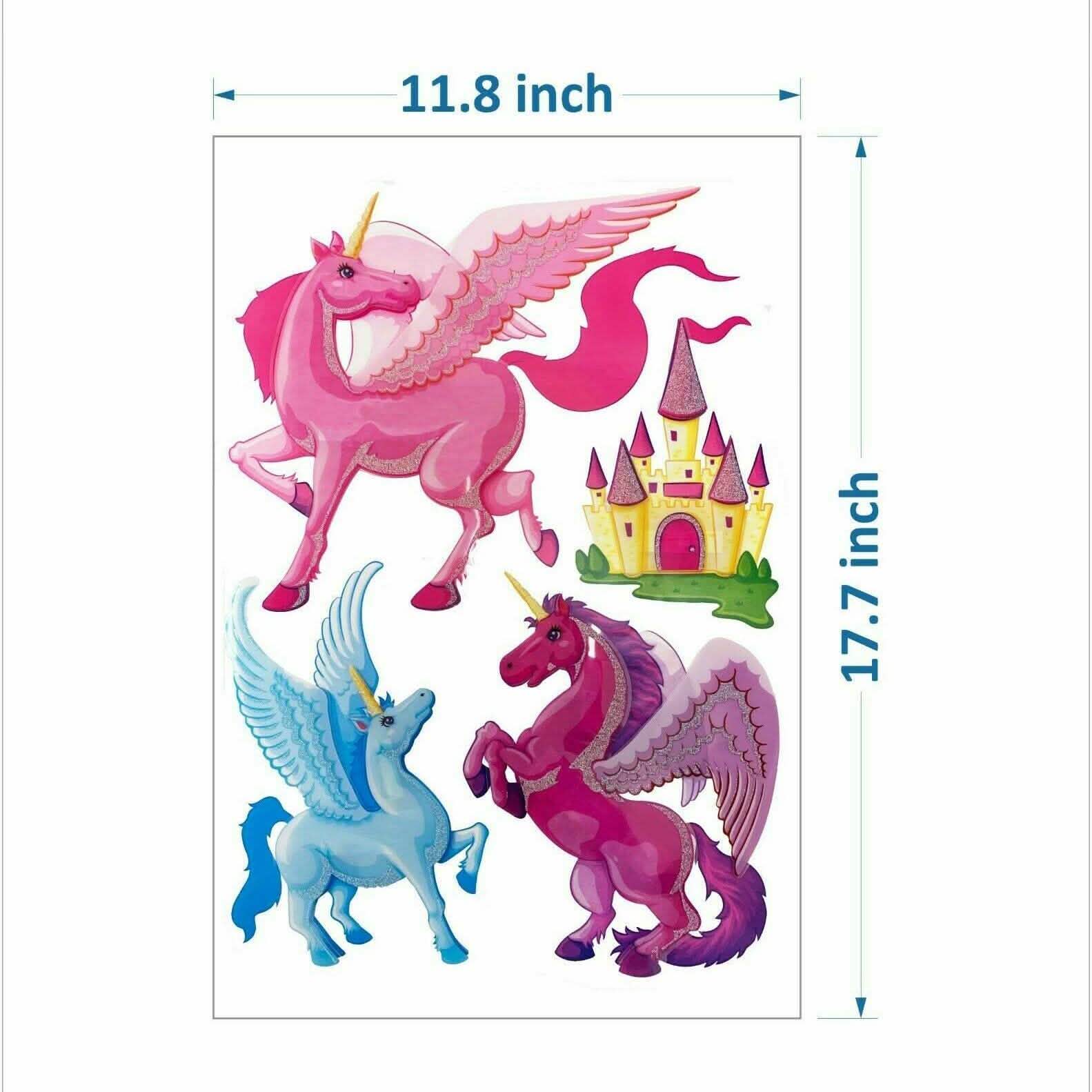 4-Piece: Malkin - Large Unicorn 3D Wall Decal Stickers Set Lighting & Decor - DailySale