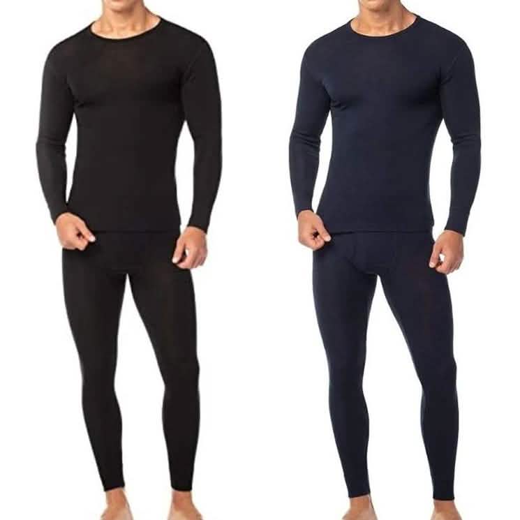4-Piece: Men's Cotton Fleece Thermal Set Men's Clothing Black/Navy M - DailySale