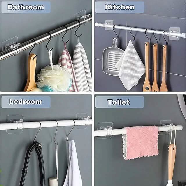 4-Piece: No Drill Curtain Rod Hook Holder Furniture & Decor - DailySale