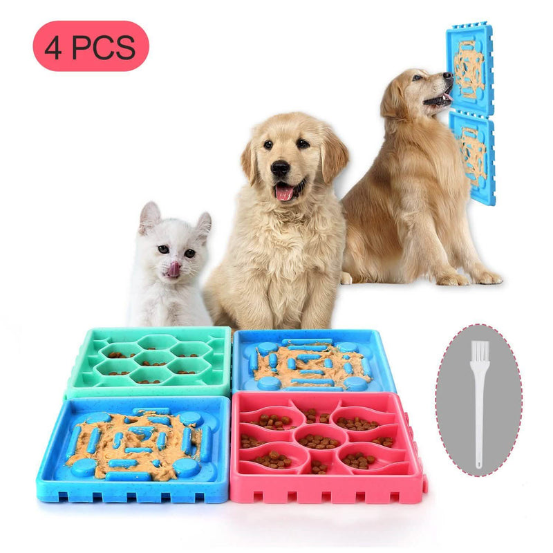4-Piece: Pet Slow Feeder and Licking Tray Set Pet Supplies - DailySale