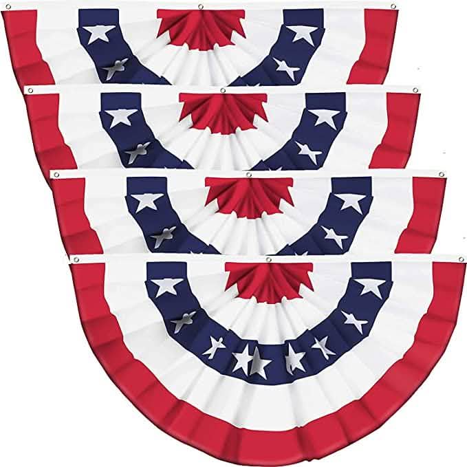4-Piece: Pleated Patriotic Half-Fan Banner Holiday Decor & Apparel 1.5x3ft - DailySale