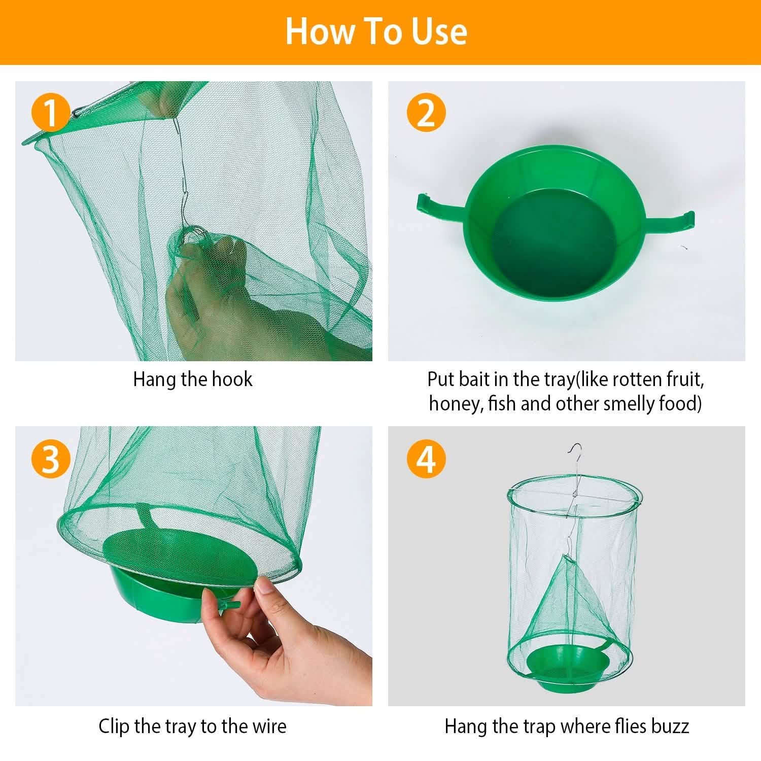 4-Piece: Ranch Fly Trap with Bait Set Pest Control - DailySale