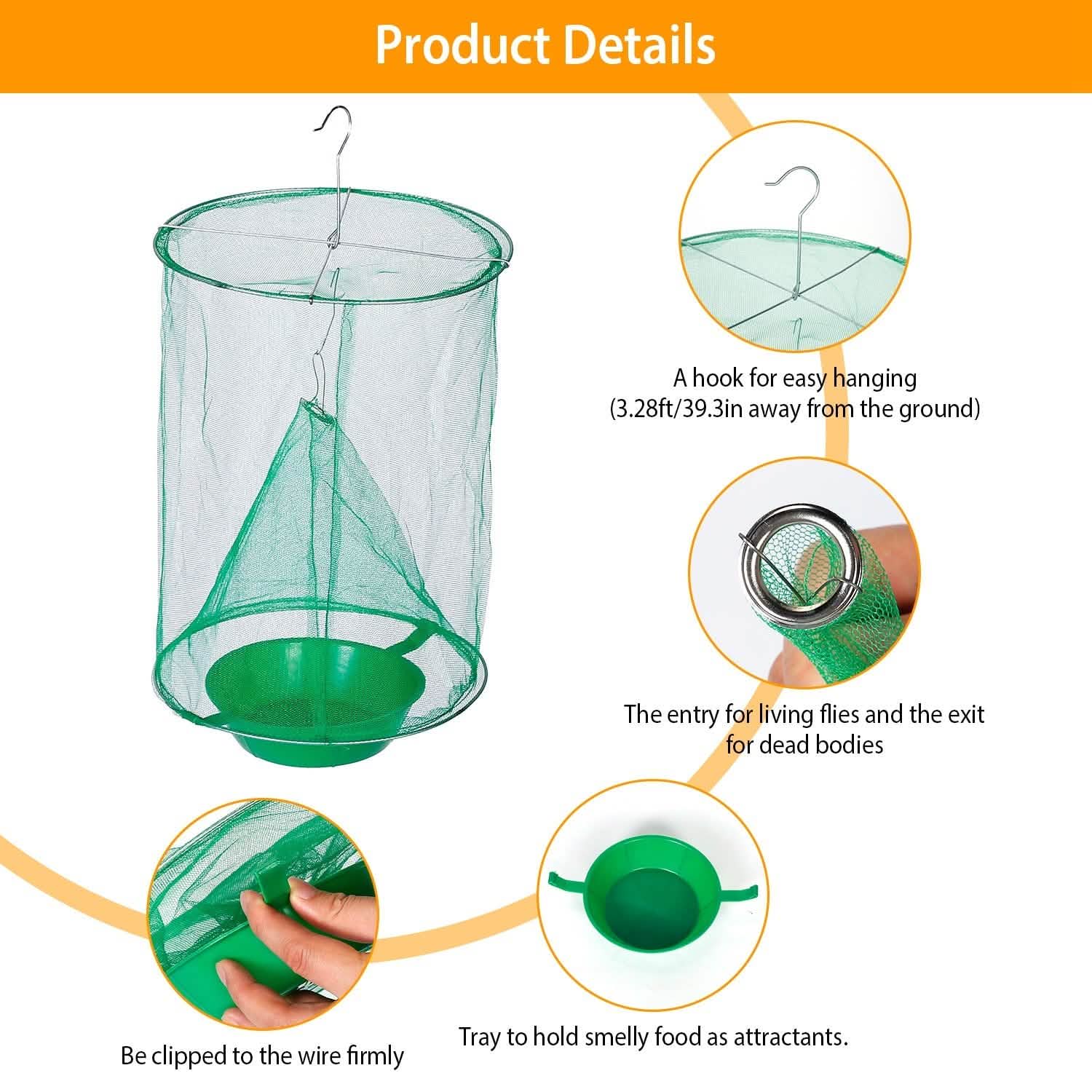 4-Piece: Ranch Fly Trap with Bait Set Pest Control - DailySale