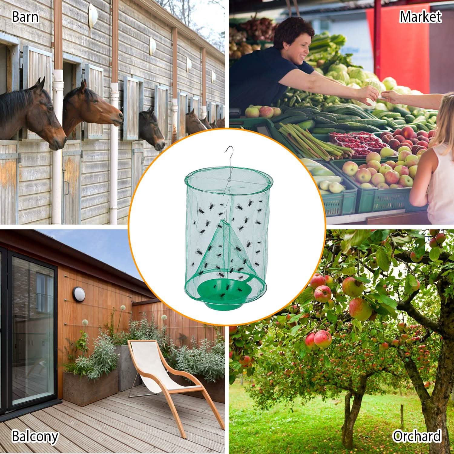 4-Piece: Ranch Fly Trap with Bait Set Pest Control - DailySale