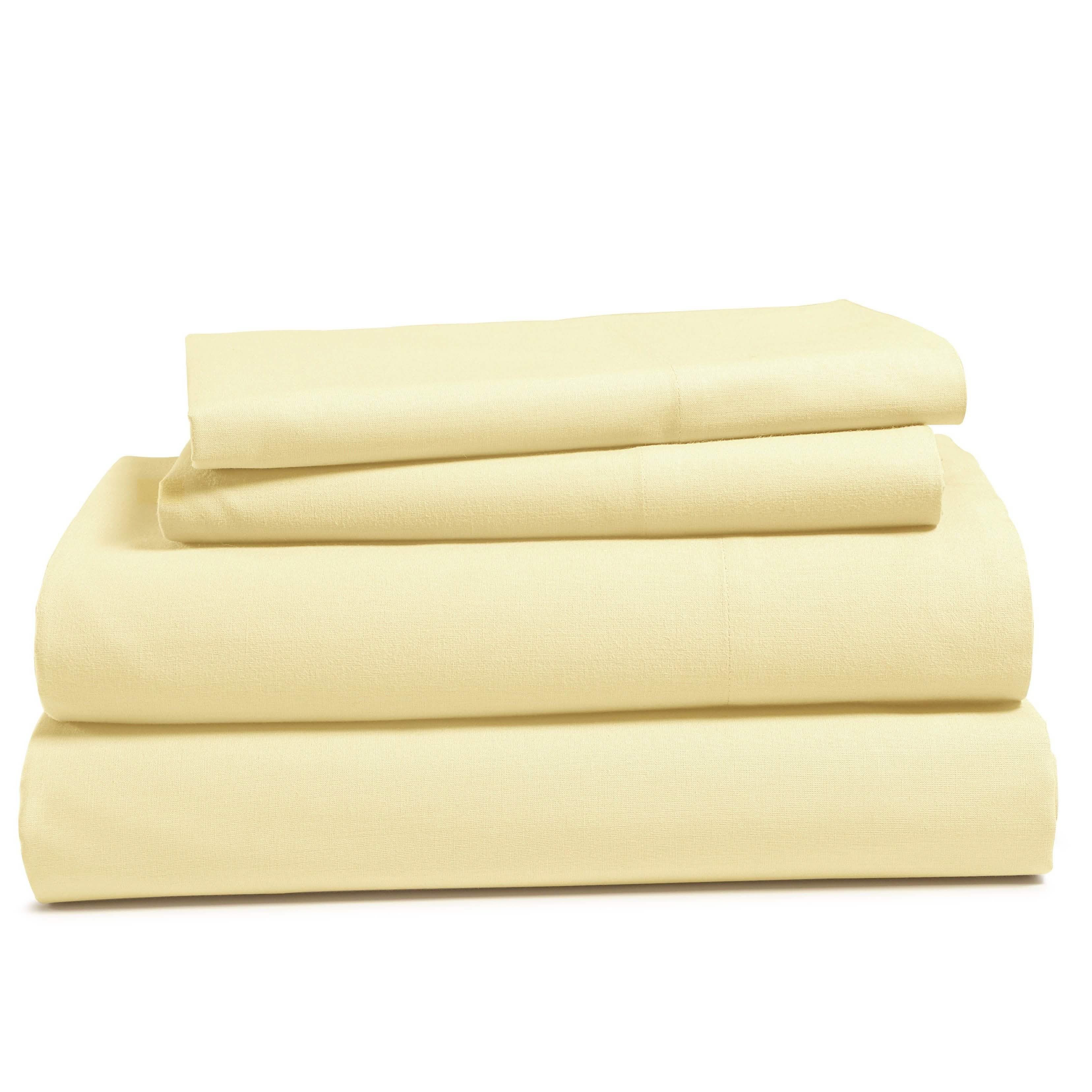 4-Piece Set: 100% Cotton Super Soft Solid Sheet Linen & Bedding Queen Cream - DailySale
