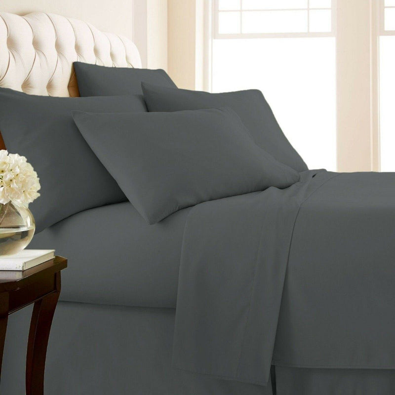 4-Piece Set: 1000 Thread Count Egyptian Cotton Sheets Linen & Bedding Twin Gray - DailySale