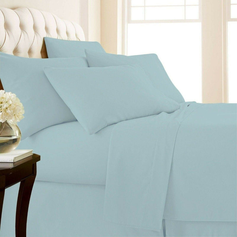 4-Piece Set: 1000 Thread Count Egyptian Cotton Sheets Linen & Bedding Twin Sky Blue - DailySale